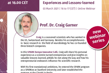 3 March 2021: SPARK EUROPE INNOVATOR CAFE ANNOUNCEMENT